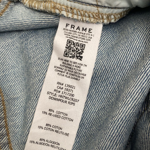 frame le high 'n' tight wide-leg crop jeans downpour rips - Picture 5 of 11